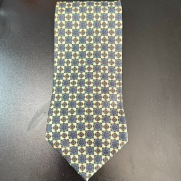 Christian Dior Silk Tie Floral Motifs‎ Men 3 2/3 Wide Yellow Business - Picture 6 of 6